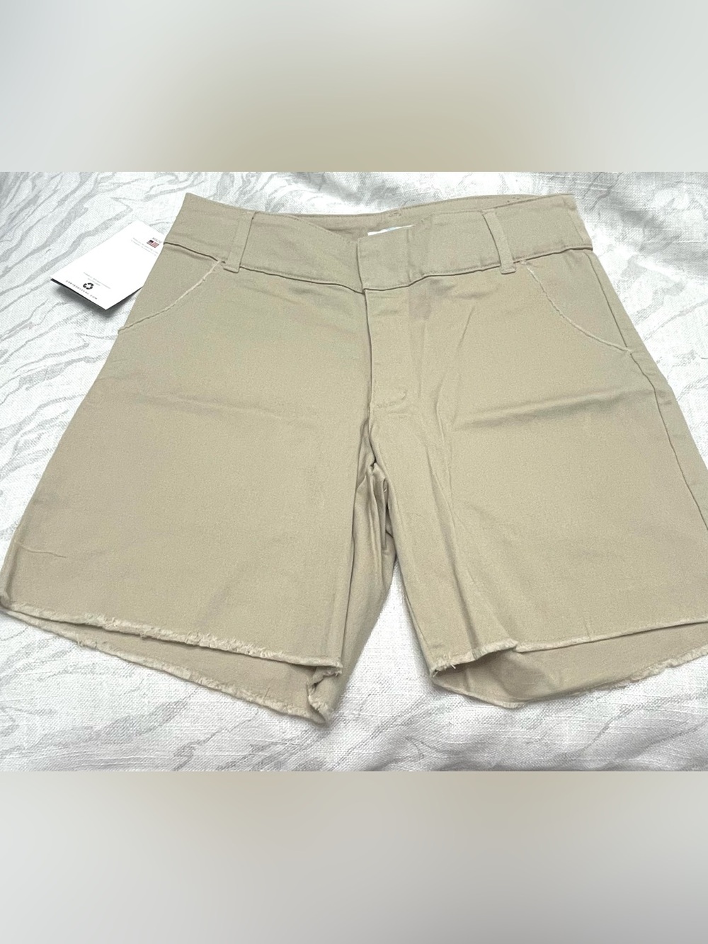 Carve Designs Khaki Frayed Hem Bermuda Shorts
